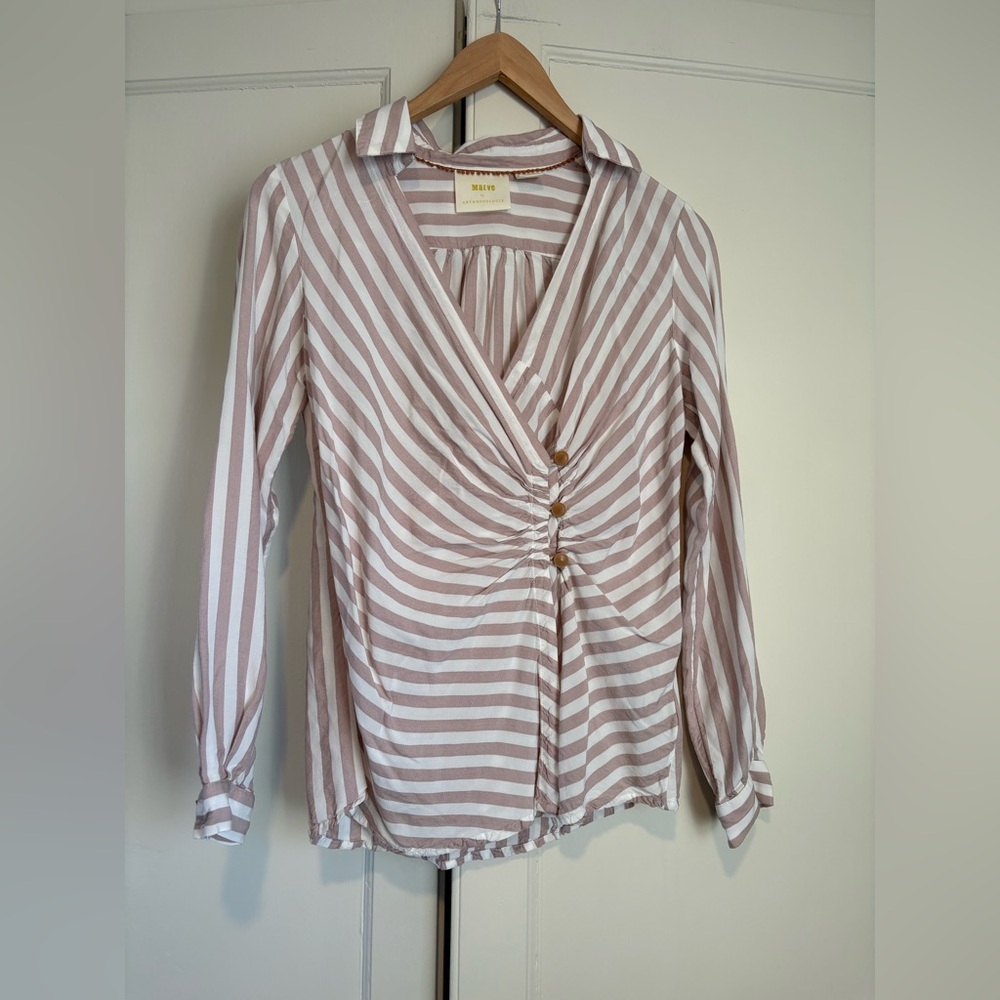 Maeve by Anthropologie Striped Long Sleeve Blouse